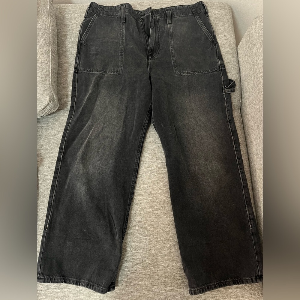 We The Free Charcoal Utility Cropped Denim Pants
